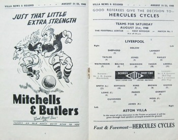 Match programme lineups