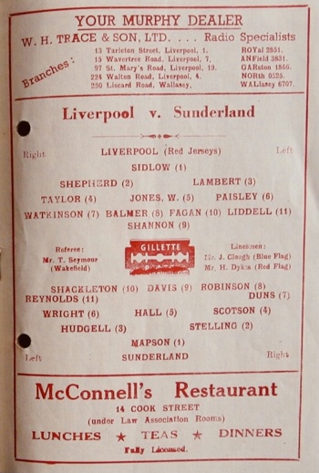 Match programme lineups