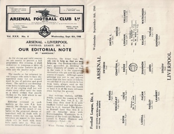 Match Programme - lineups