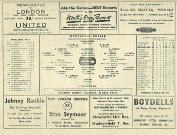 Match programme lineups