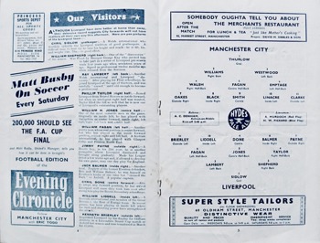 Match programme lineups
