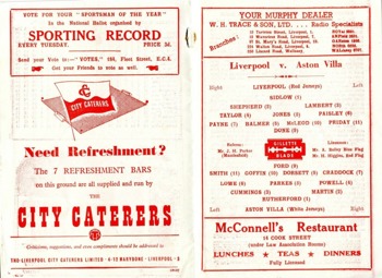Match programme lineups