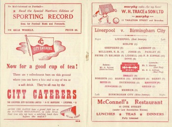 Match programme lineups