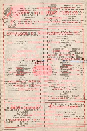 Match Programme - Lineups