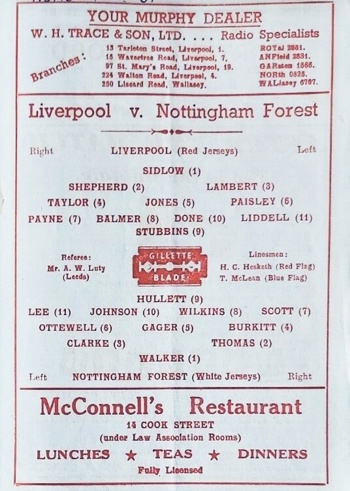 Match programme lineups