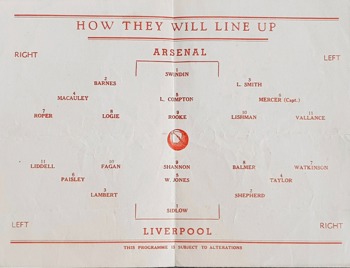 Unofficial Match programme lineups