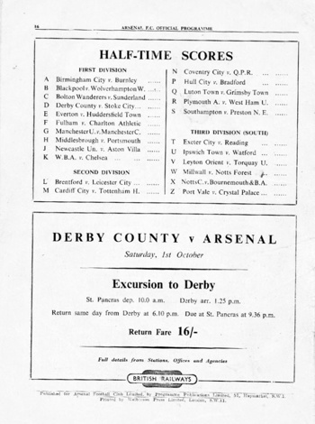 Match programme backcover