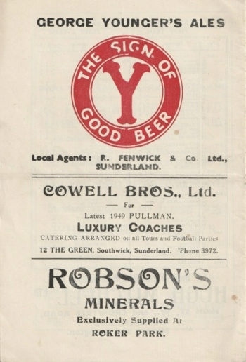 Match programme backcover