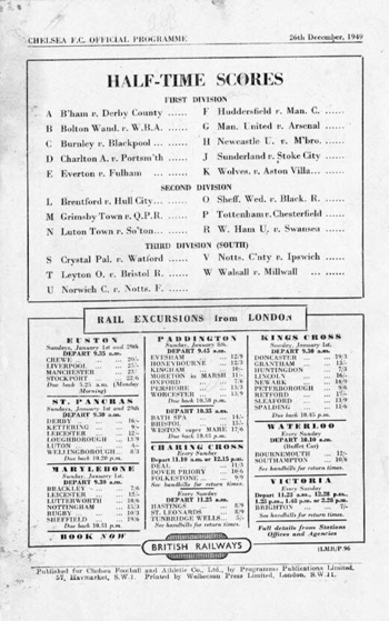 Match programme backcover