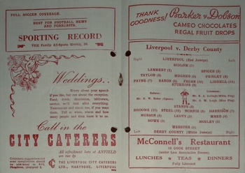 Match programme - lineups