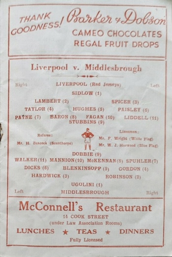 Match programme lineups