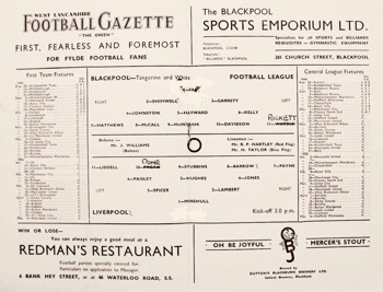 Match programme lineups