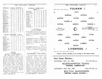 Match programme lineups