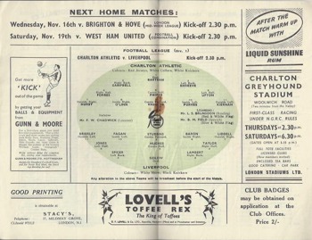 Match programme - Lineups