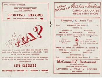 Match programme lineups