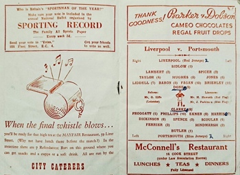 Match programme lineups