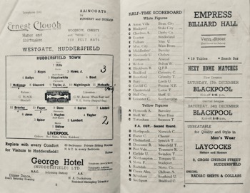 Match programme lineups