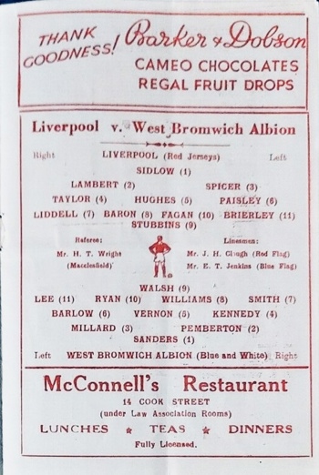 Match programme lineups