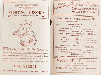 Match programme - lineups