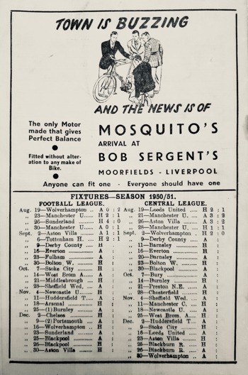 Match programme - back cover