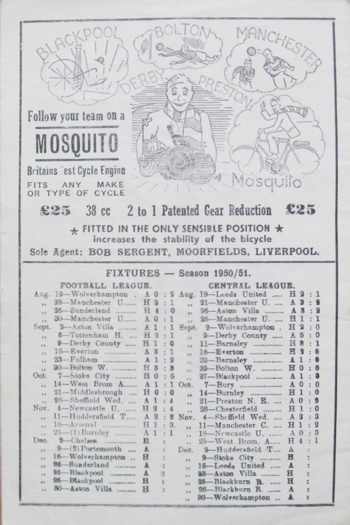 Match programme backcover