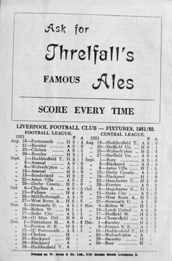 Match programme backcover