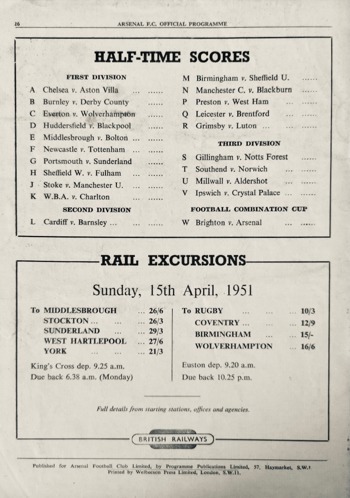 Match programme backcover