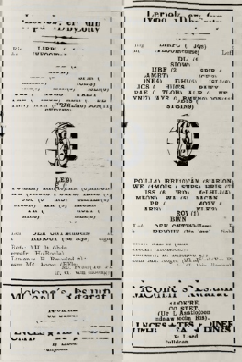 Match programme - lineups