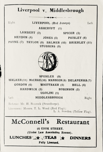 Match programme lineups