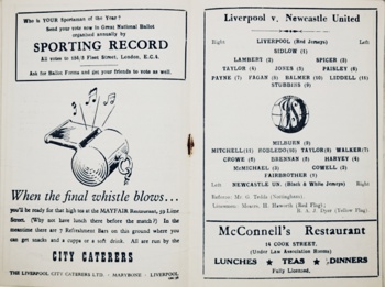 Match programme lineups