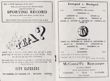 Match programme lineups