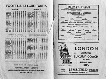 Match programme lineups