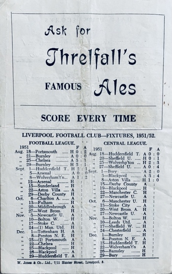 Match programme back