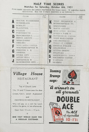 Match programme backcover