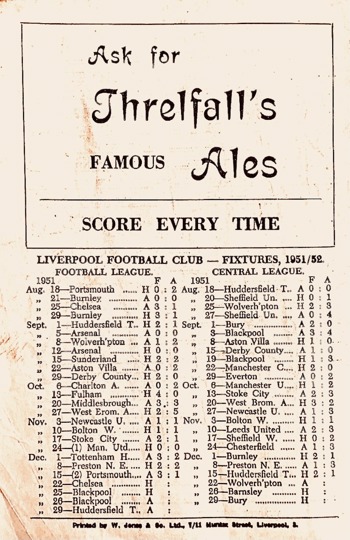 Match programme backcover