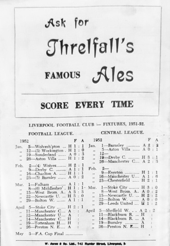 Match Programme backcover