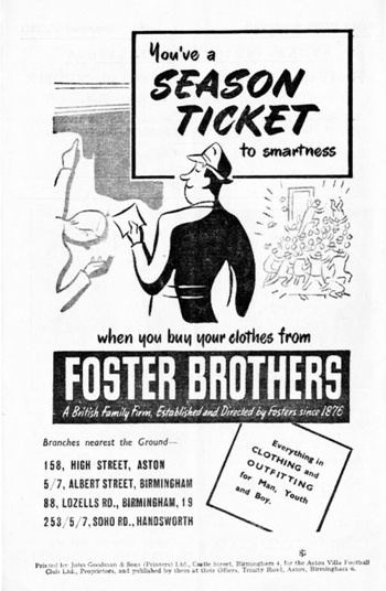 Match programme backcover