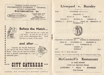 Match programme lineups