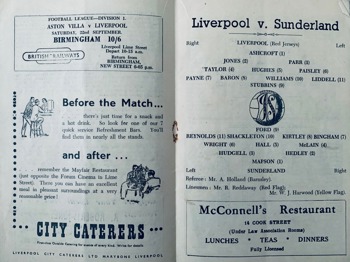 Match programme lineups