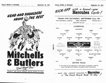 Match programme lineups