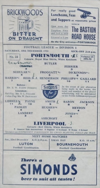 Match programme lineups