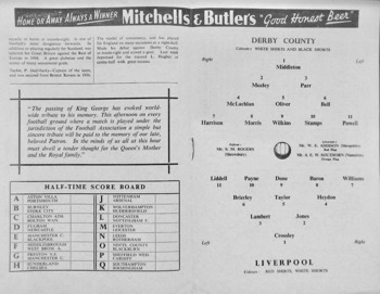 Match programme lineups