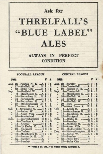 Match programme backcover