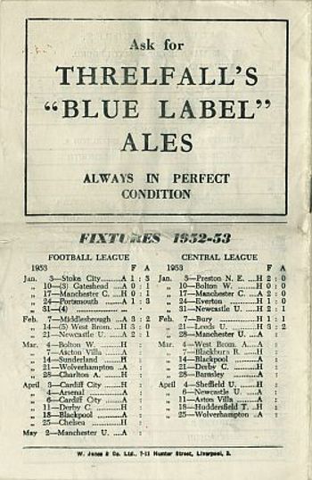 Match Programme - BackCover