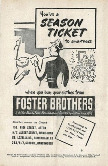 Match programme backcover