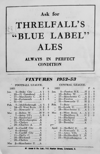 Match programme backcover