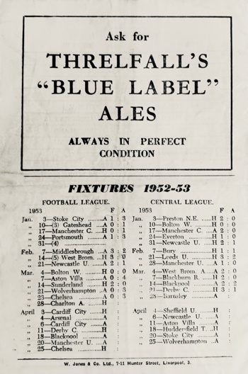 Match programme back cover