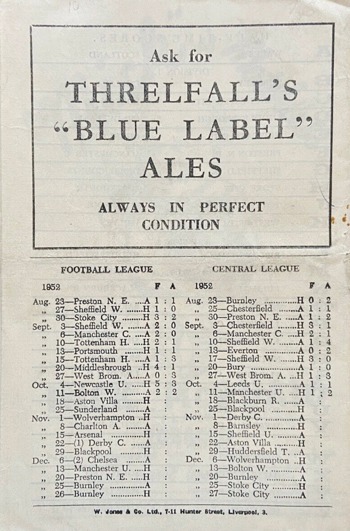 Match programme backcover