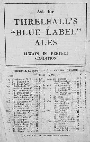 Match programme backcover