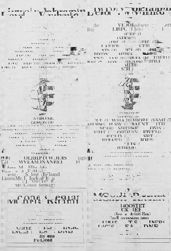Match programme lineups